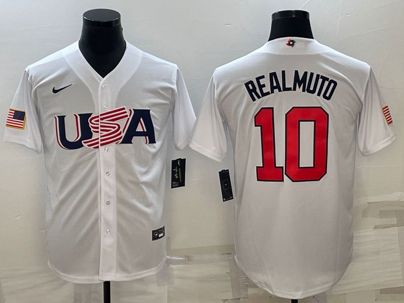 Men 2023 World Cub USA #10 Realmuto White Nike MLB Jersey10->more jerseys->MLB Jersey
